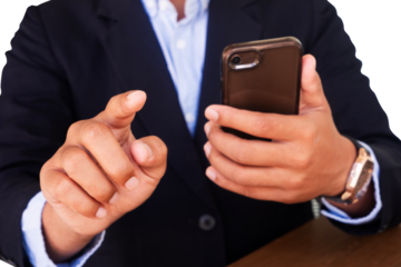 the gesture of a businessman pointing forward with an isolated background