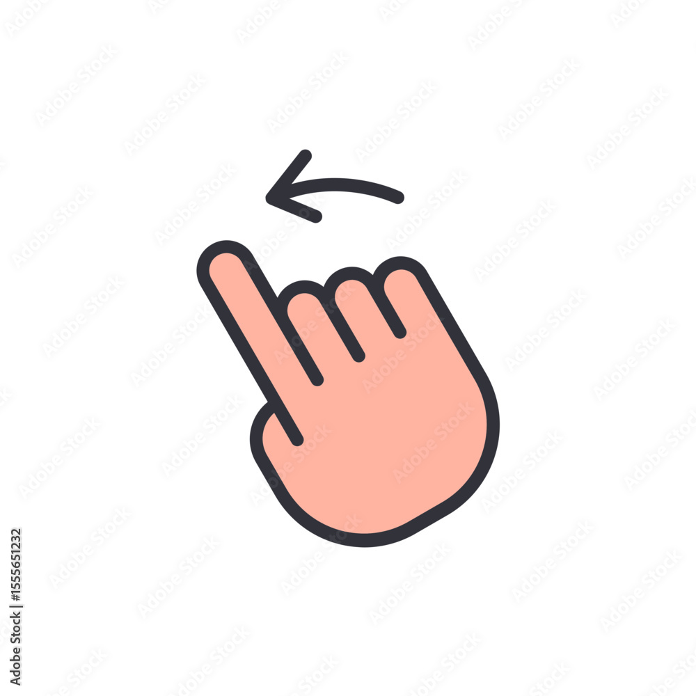 Poster swipe left hand gesture icon for touchscreen interface design