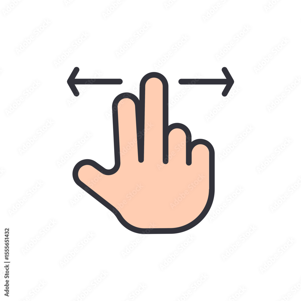 Poster horizontal swipe gesture with two fingers for user interface design