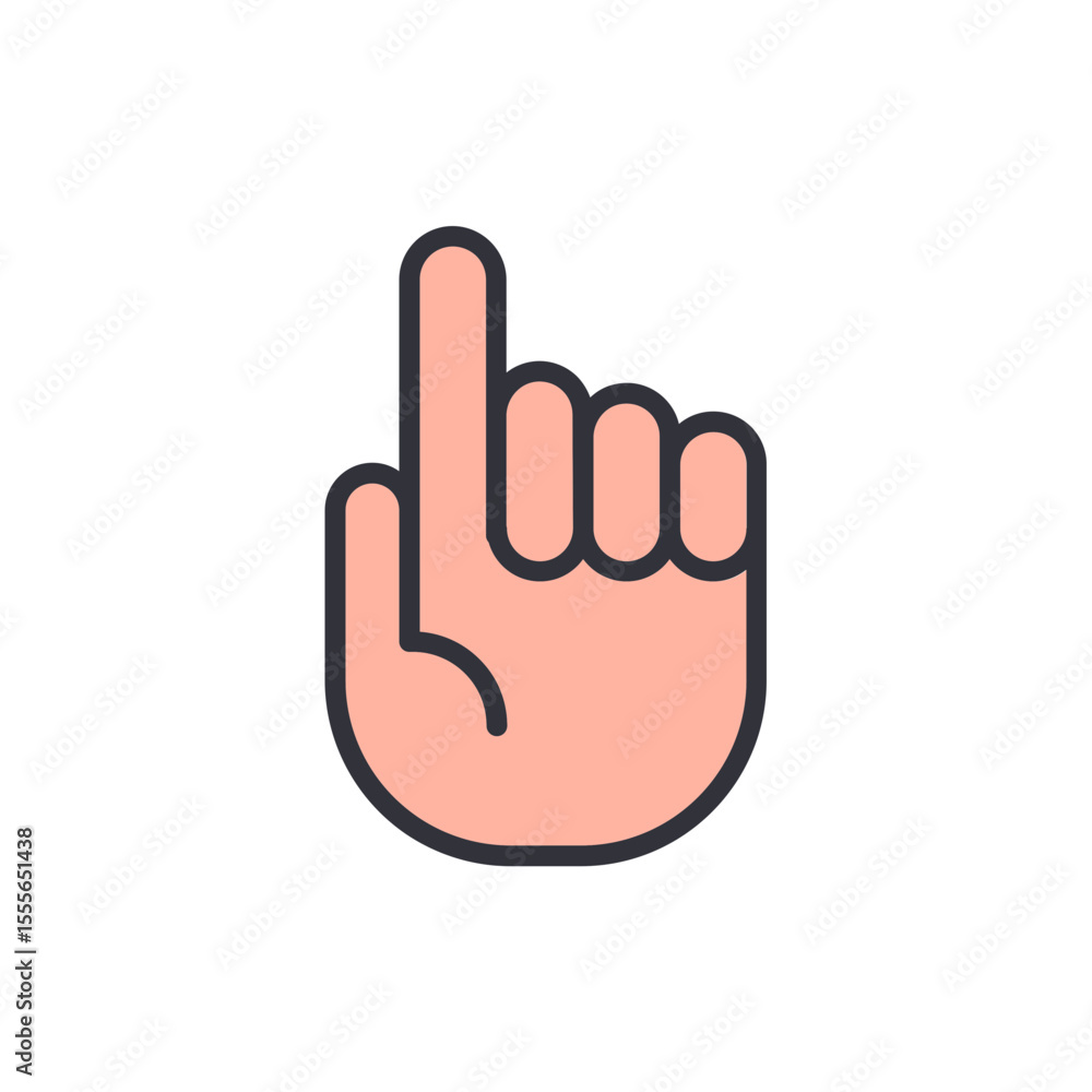 Poster hand with index finger pointing up isolated on transparent background