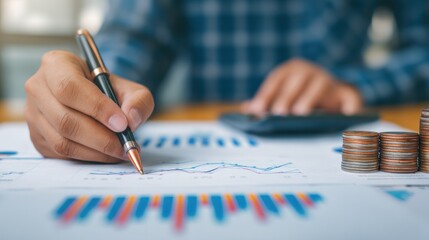 Business person reviewing financial documents