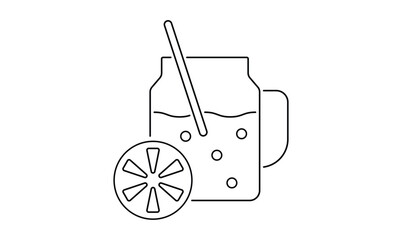 Lemonade outline icon isolated on transparent background flat vector illustration. EPS 10