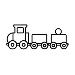 Charming toy train engine with colorful passenger cars traveling on a clean white background perfect for children s themes