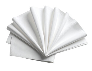 Folded White Cloth Napkin in Elegant Fan Shape, isolated on transparent background
