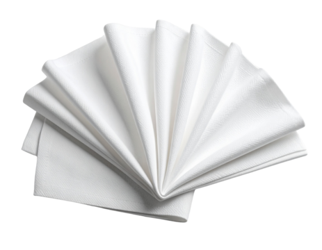 Folded White Cloth Napkin in Elegant Fan Shape, isolated on transparent background