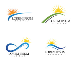 Sun and Water wave Logo Template vector illustration design