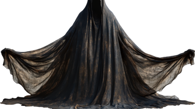 Mystical Invisibility Cloak with Magical Fabric and Hidden Powers Isolated on White Background