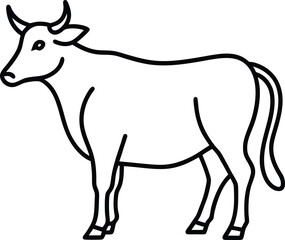 Minimalist Indian Cow Line Art with Gentle Curves and Horns