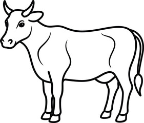 Clean Side View Vector of Cow with Traditional Indian Style