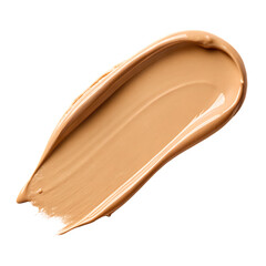 A smear of liquid foundation or concealer in a beige cosmetic swatch isolated on a transparent background png