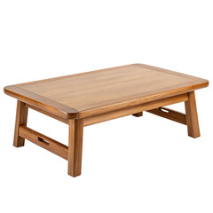 A single low wooden Japanese table for traditional dining or tea isolated on a transparent background png