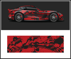 Red and Black Racing Car Wrap Design Aggressive