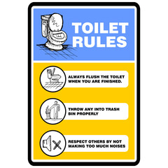 Toilet Rules, sign and sticker vector