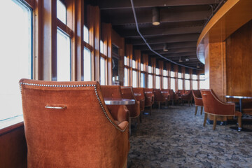 Cozy living room atmosphere inside cafe café coffee shop bar lounge bistro onboard luxury historic...