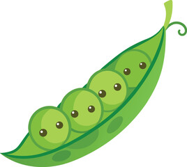 Cute Green Peas in Pod Vector