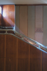 Opulent Art Deco interior architecture inside lobby, atrium or foyer on historic ocean liner style...