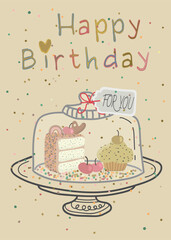 Happy Birthday Card - confetti and present 21