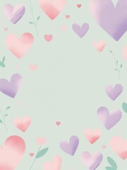 Soft pastel hearts and gentle foliage creating a serene love inspired background
