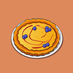 Vector illustration of a tart cake on a plate
