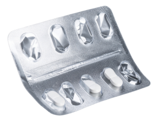 Opened Blister Pack with Missing Pills, isolated on transparent background