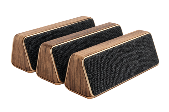 Isolated wooden doubly speaker on transparent background