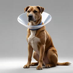dog in cone collar
