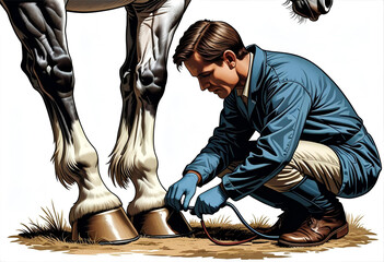 a vet checking a horse&rsquo;s hoof