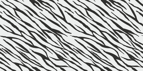 Zebra skin texture, deogonal stripes grunge pattern. Animal print. Vector monochrome black and white seamless background