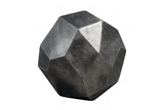 Rotating dark gray polyhedron with a transparent background, perfect for abstract compositions or motion graphics