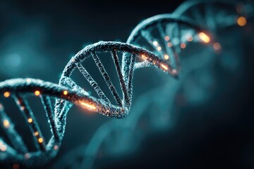 Twisted helix illuminated with glowing particles, symbolizing ge