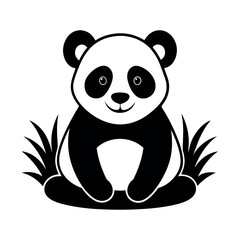 Panda Sitting in Grass Drawing