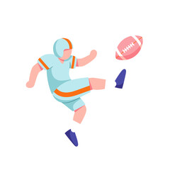 Fototapeta premium Football player kicking a ball in mid-air with colorful uniform 