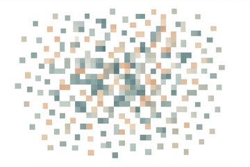 Pixelated squares creating an abstract design on a transparent background, ideal for digital art projects