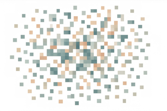 Pixelated squares creating an abstract design on a transparent background, ideal for digital art projects