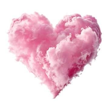 A single fluffy pink heart-shaped cloud in the sky isolated on a transparent background png