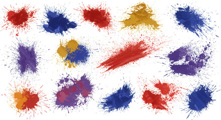 Dynamic artistic brush splashes in primary and secondary colors