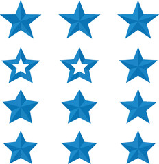 Obraz premium Blue Star Icon Vector Set Solid and Outlined Stars in Grid Layout for Graphic Design and Decorative Use