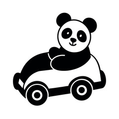 Panda in Toy Car Drawing