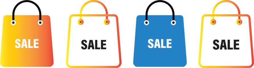 black shopping bag sale icon set. paper bags sign,Paper package vector illustration,Shop bag in outline,Flat style element web design vactor,
