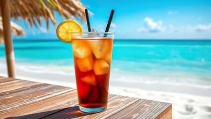 Obraz premium Iced Tea Escape by the Sea