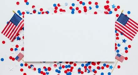 Patriotic Banner with Mini USA Flags and Confetti