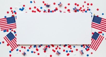 Patriotic Banner with Mini USA Flags and Confetti