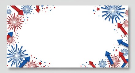 Minimalist Banner with Firework Decorations