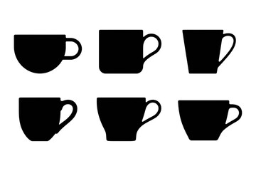 Silhouette depictions of six different coffee cups
