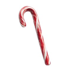 A Brightly Colored Red and White Swirled Candy Cane with a Classic Curved Shape, Perfect for Holiday Celebrations and Sweet Treat Lovers