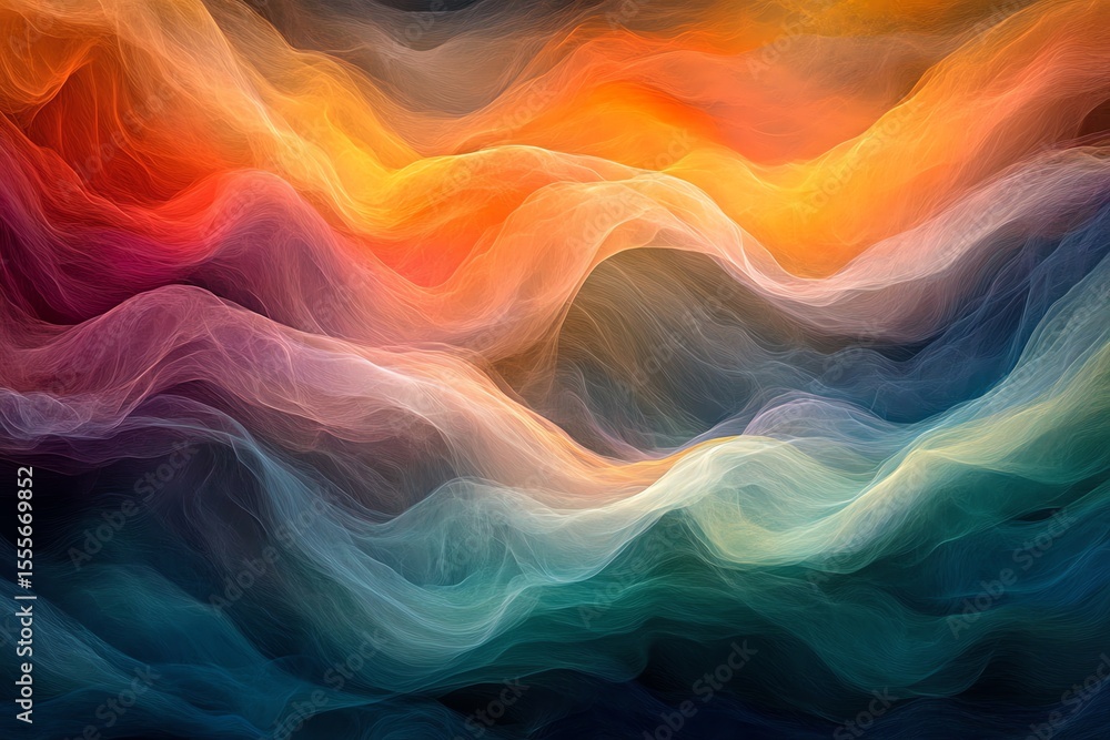 Poster abstract wave canvas: serene hues and flowing forms
