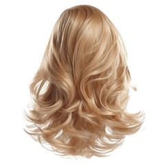 Naklejka premium Luxurious Long Blonde Hair with Perfectly Styled Waves Showcasing Volume and Flowing Texture in a Striking Hairpiece Display