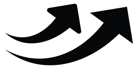 Set long black curve arrow icon. Black curve arrow icon set isolated on white background. Curved arrows symbol.