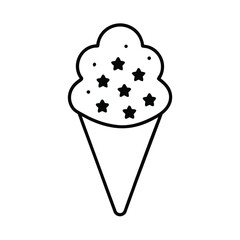 Whimsical ice cream cone dessert adorned with colorful star shaped sprinkles on a clean white background