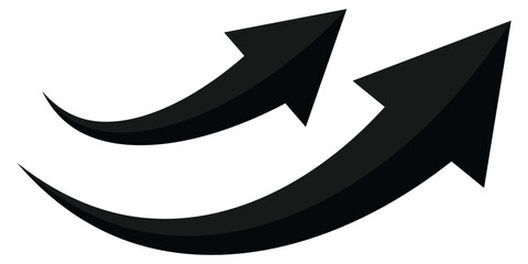 Set long black curve arrow icon. Black curve arrow icon set isolated on white background. Curved arrows symbol.